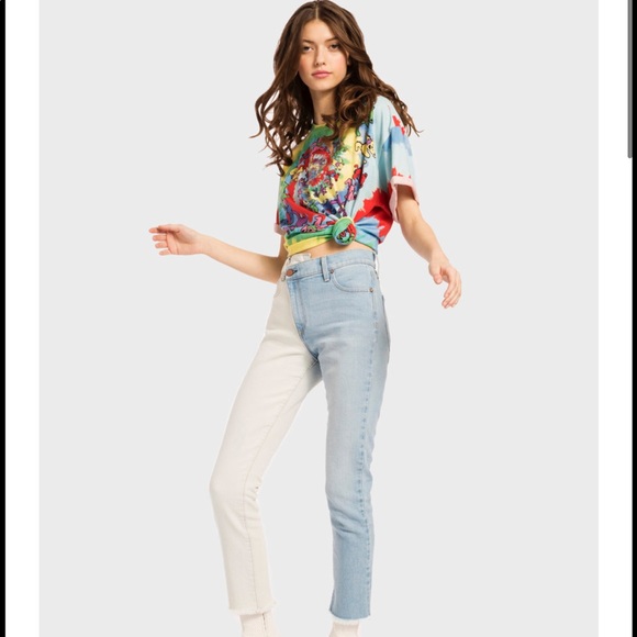 alice and olivia two tone jeans